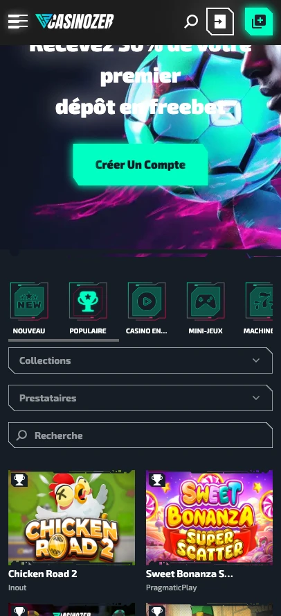 Application mobile Casinozer