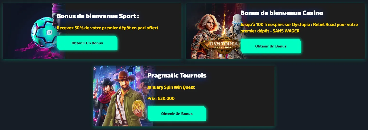 Bonus de bienvenue du casino Casinozer